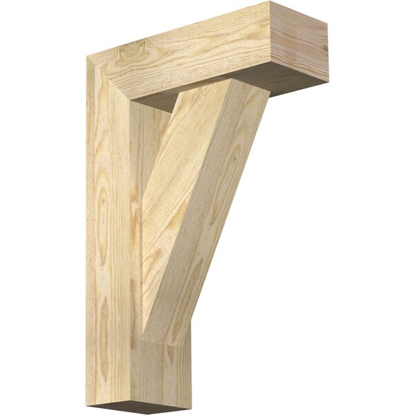 Ekena Millwork Traditional Block Rough Sawn Bracket w/ Offset Brace, Douglas Fir, 6"W x 16"D x 24"H BKT0604X16X24TRA05RDF - main